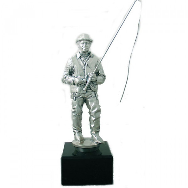 Figur Angler Fischer Herren Verein Pokal Edles Silberdesign