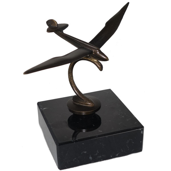 Figur Flugzeug Segler Pilot bronce