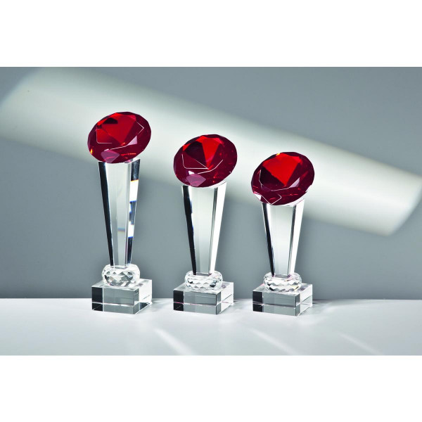 Kristallglas Säule Diamant "RED"