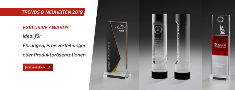 Neue Awards und edle Trophäen mit Gravur