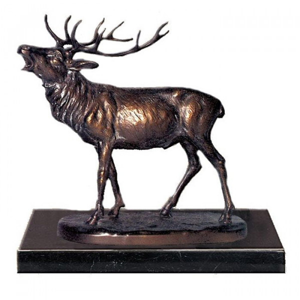 Figur Hirsch Brunftschrei Edles Bronzedesign