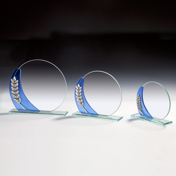 Glas Trophäe blaue Verzierung Ray