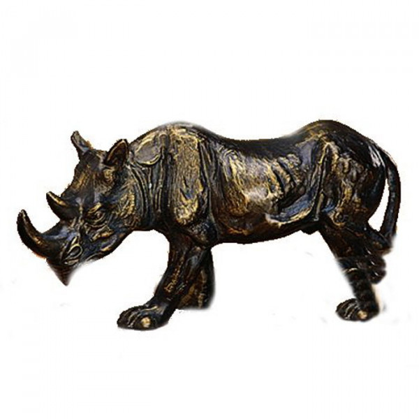 Edles Bronzedesign Figur Nashorn Wildtier auf Sockel