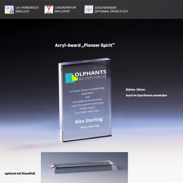 Acrylglas Award "Pioneer Spirit"