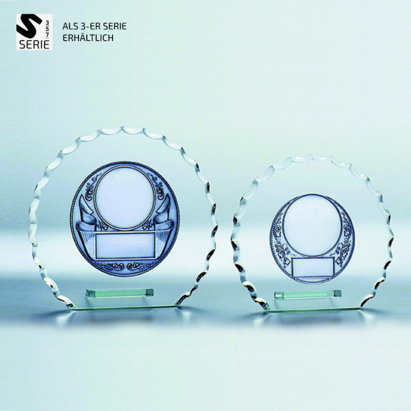 WellenSchliff Glas Trophäe Rondo m.PräGold Haydee