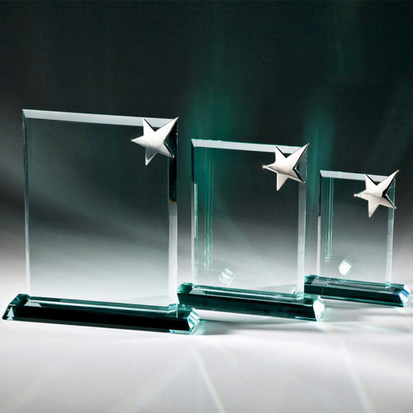 Glastrophäe Stern Silver Star