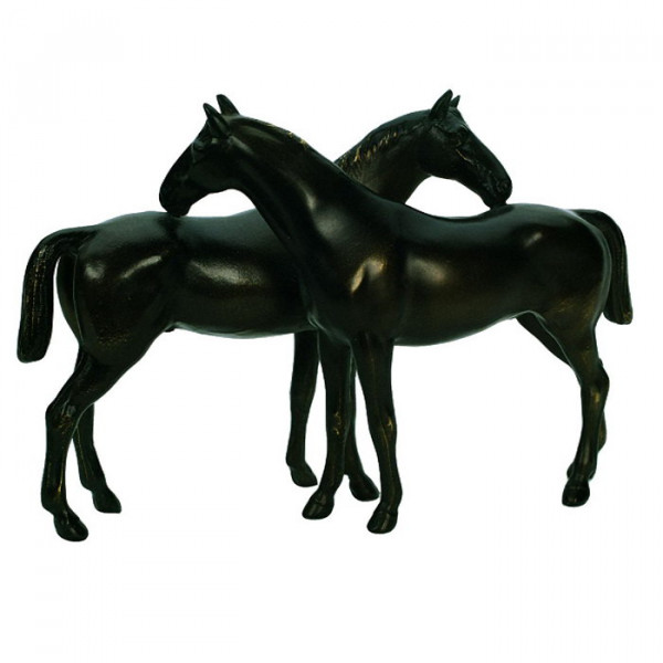 Hochwertige Figur Pferdegruppe Paar Pokal auf Sockel
