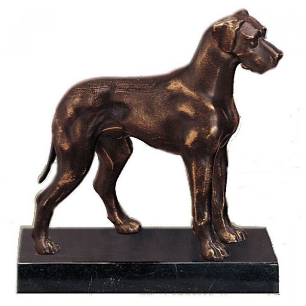 Figur Dogge Hund Hundetrainer Edle Bronzeoptik Tropäe Vereinspreis