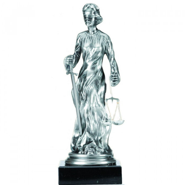 Edles Silberdesign Figur Justitia Augenbinde Jura Recht Antikes Rom