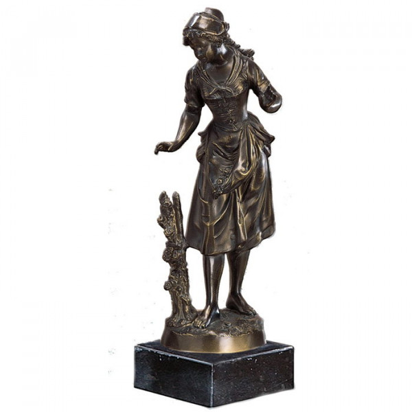 Aufwendige Figur Rosenmädchen Blumenkind Edle Bronzeoptik