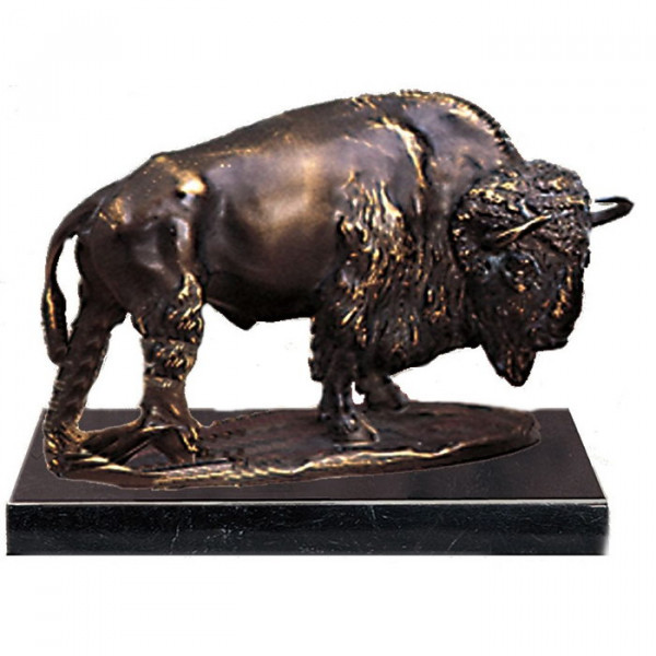 Figur Bison Wildrind Aufwendiges Bronzedesign Trophäe