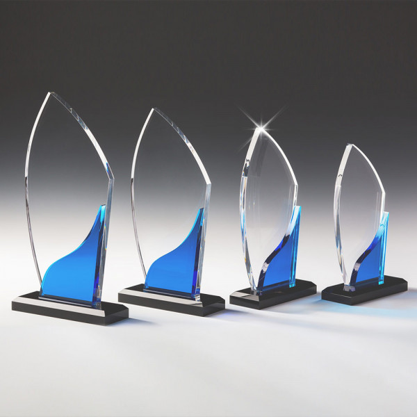 Acrylglas Trophäe Blue Leaf