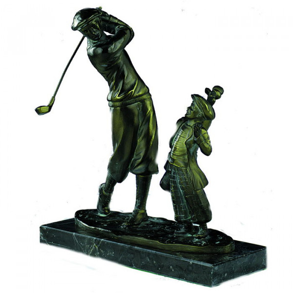 Retro Trophäe Golfer mit Caddie