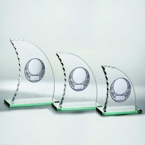 WellenSchliff Glas Trophäe Segel m.PräGold James