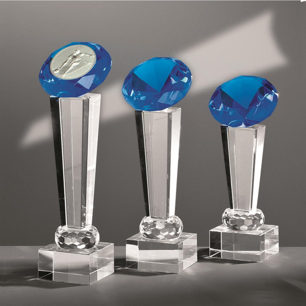 Kristallglas Säule Diamant "BLUE"