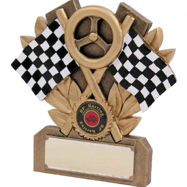 Figur Zielflagge Rennsport Siegerehrung Pokal Trophy